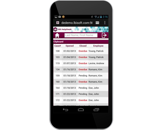 screenshot of LBi HR HelpDesk